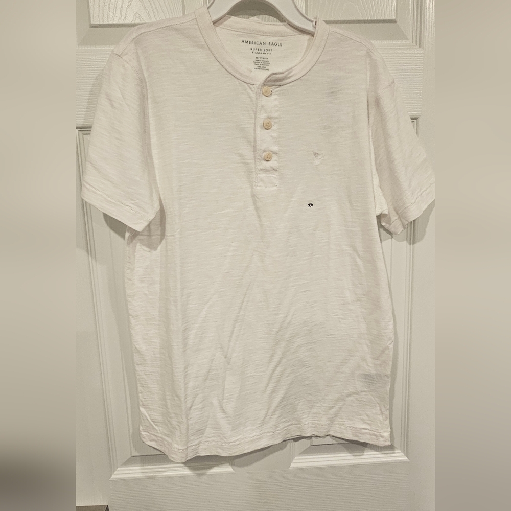 American Eagle Outfitters White Henley Shirt